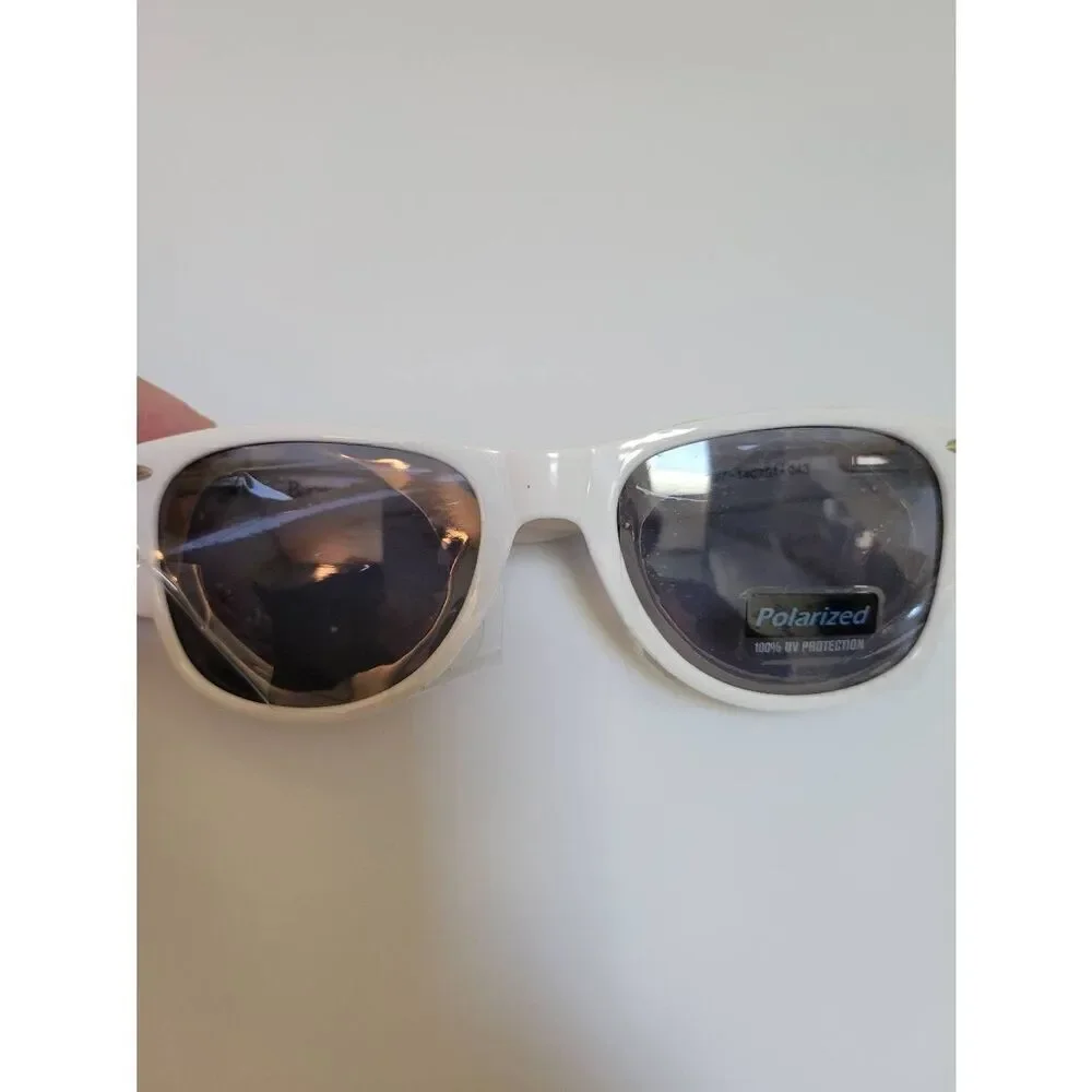 Buckle Black Polarized Sunglasses White Frame NEW